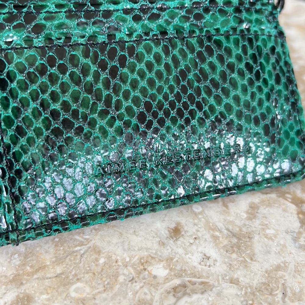 AIMEE KESTENBERG Alia Skinny ID case credit card holder in Emerald Snake - Picture 3 of 17